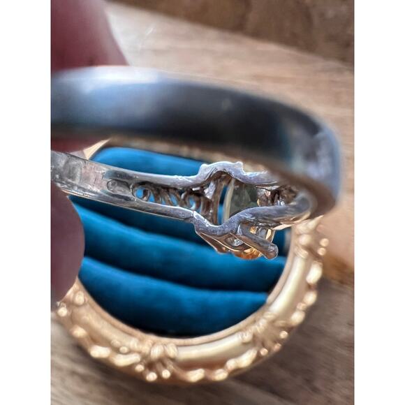 Sterling Silver Gold Topaz Ring Size 6 Oval Cut Gemstone Scroll Band 2g - Picture 7 of 10